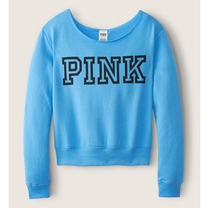 VS PINK EDL OPEN NECK CREW SWEATSHIRT